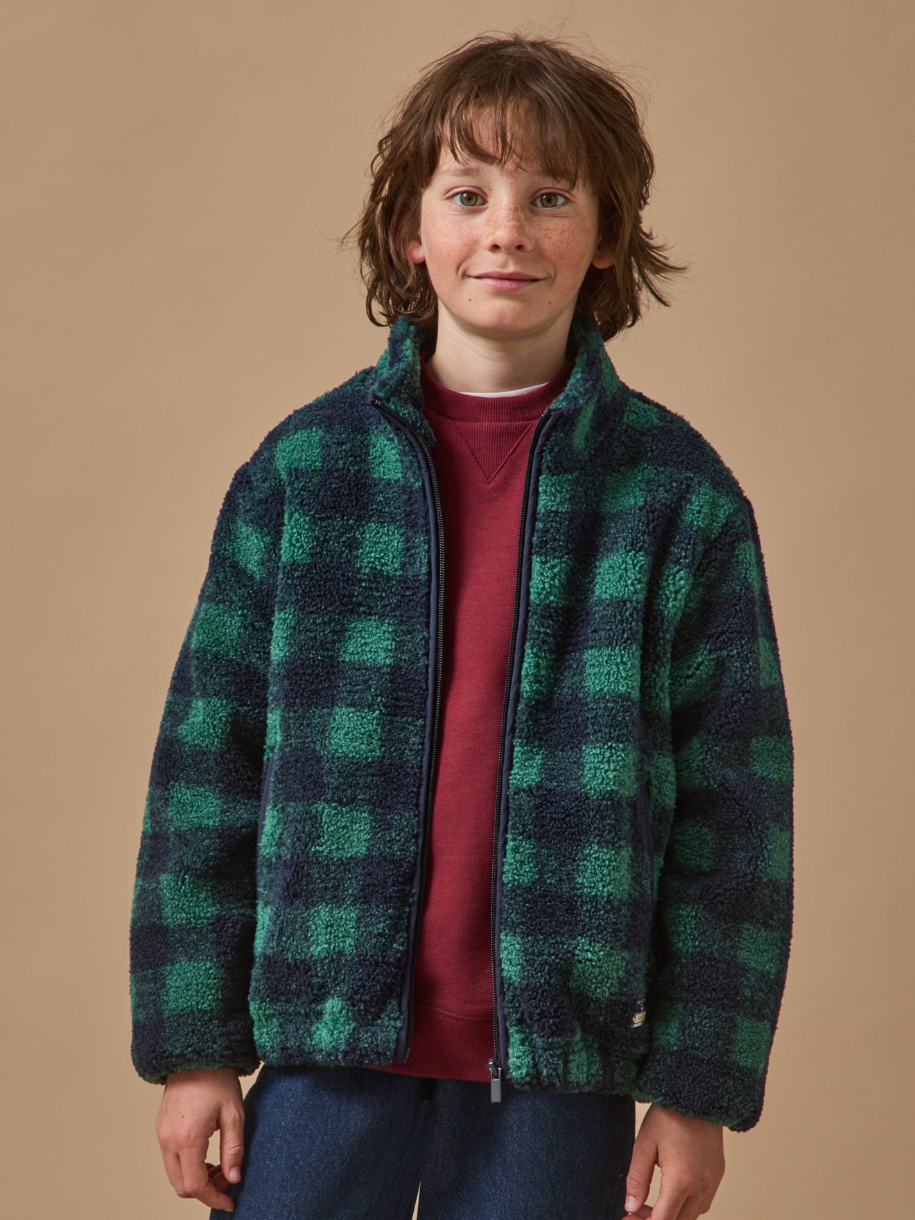 Veste sherpa à carreaux Garçon