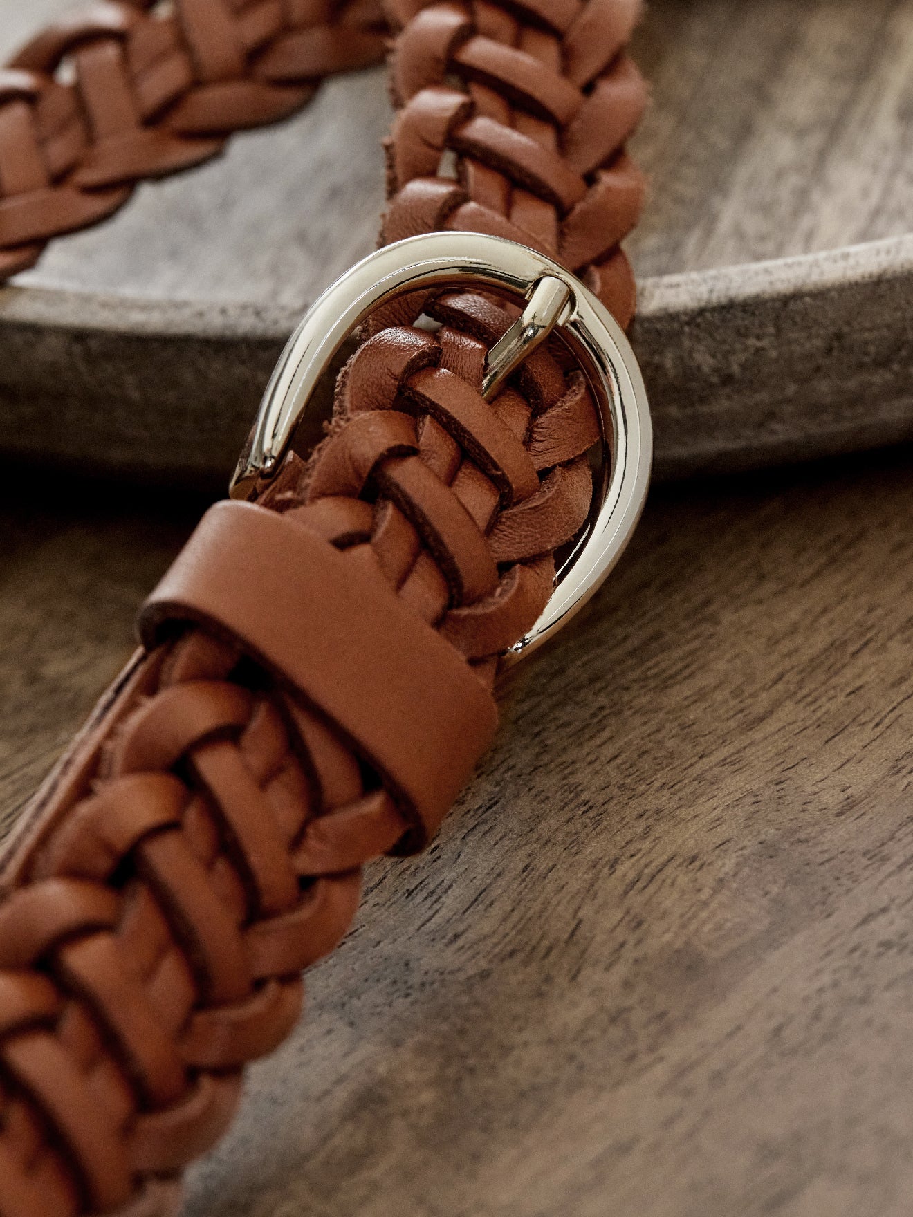 Ceinture tressée femme en cuir